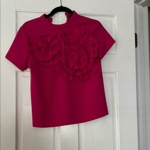 Gracia Pink Short Sleeve Tee with Ruffle Detail